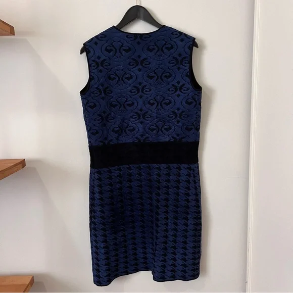 Vicedomini Italian Sleeveless Long Knit Vest in Navy Black Women's Large
